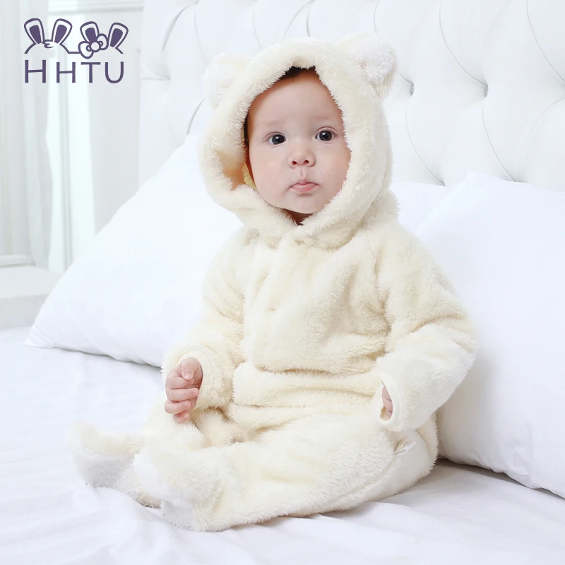 HHTU Spring Autumn Baby Clothes Flannel Baby Boy Clothes Cartoon Animal Jumpsuit Baby Girl Rompers Baby