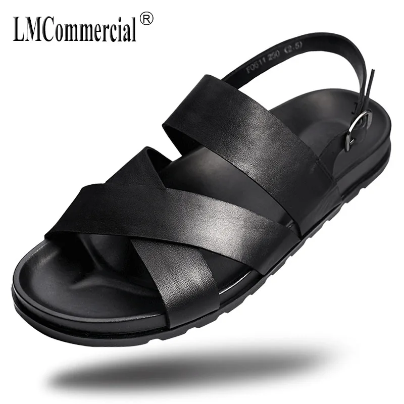 

Men's Genuine Leather sandals new summer male Sneakers Men Slippers Flip Flops casual Shoes beach outdoor anti-skid cowhide