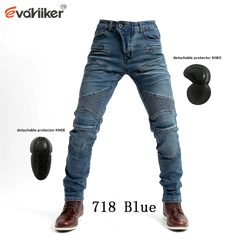 

Locomotive jeans With knee protector Rider pants Gear Motorcycle Shorts Leisure Cultivate Old cow Jeans Riding Trousers