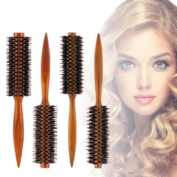 

Bristle Curly Hair Comb Round Brush Wood Handle Anti-static Hairdressing For Salon 4 Styles 2018 Beautiful Hair Tool