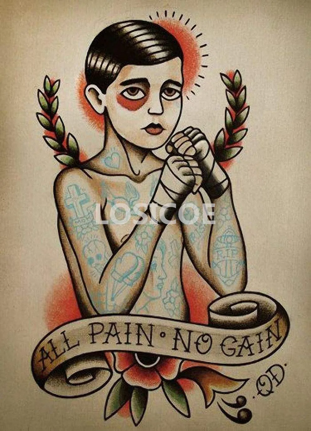 Tatouage No Pain No Gain Homme TOUS LES PAIN NO GAIN Rétro Kraft Papier De Tatouage Croquis Affiches Wall  Sticker Peinture Antique collection Intérieur Décoration | AliExpress