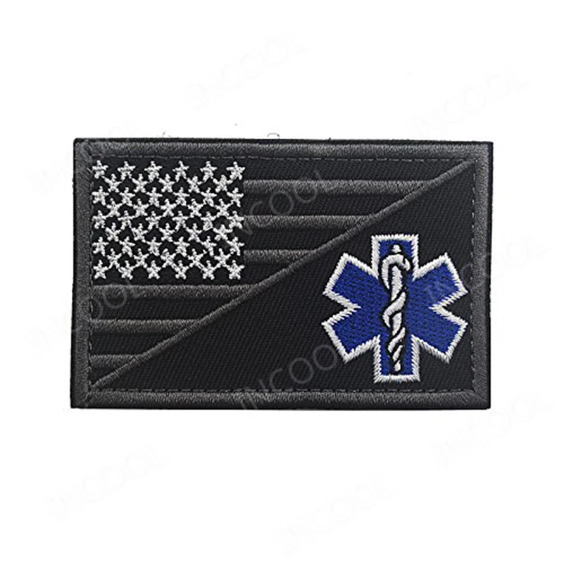 

Embroidery Patch American Flag Paramedic Medic Seals Tactical Morale EMT Rescue Patch Combat Emblem Appliques Embroidered Badges