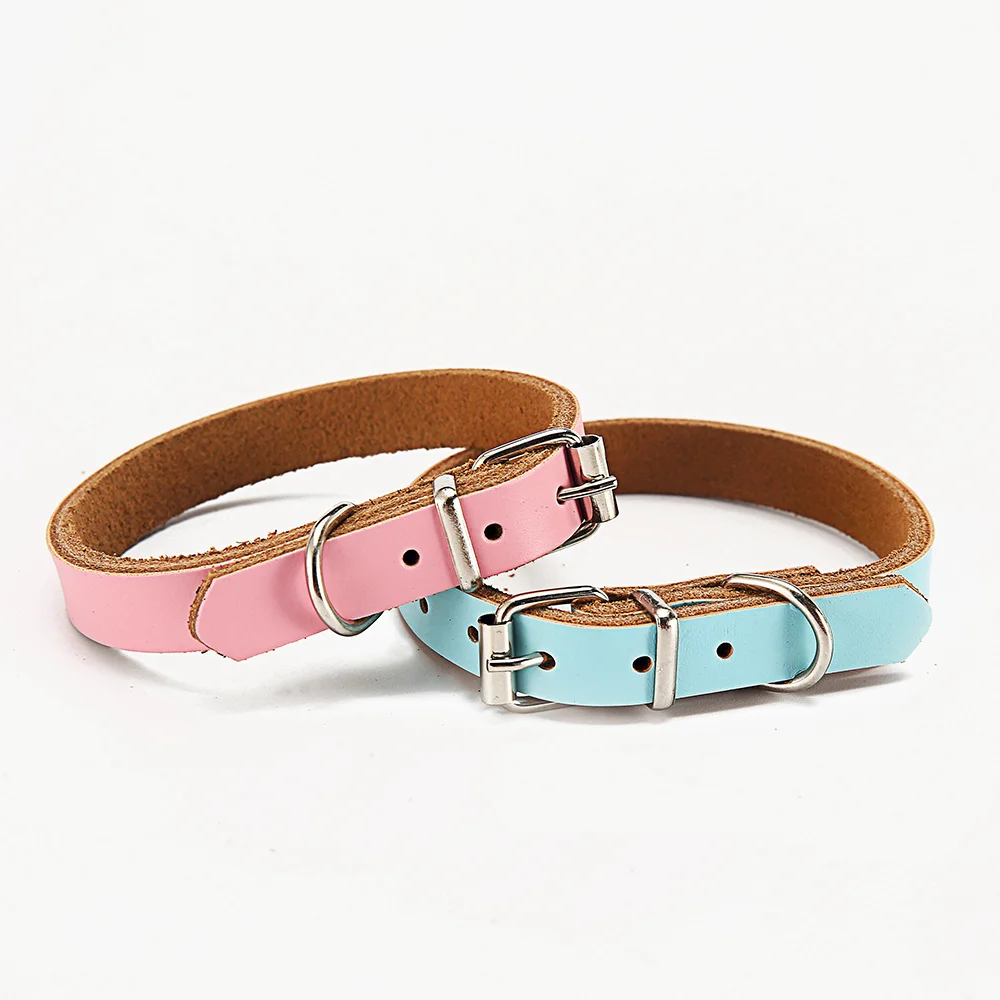 

5 Colors Leather Pet Collars Adjustable Dog Basic Collar for Small Large Cats Pet Necklace Collar Puppy Dog Decoration MP0061