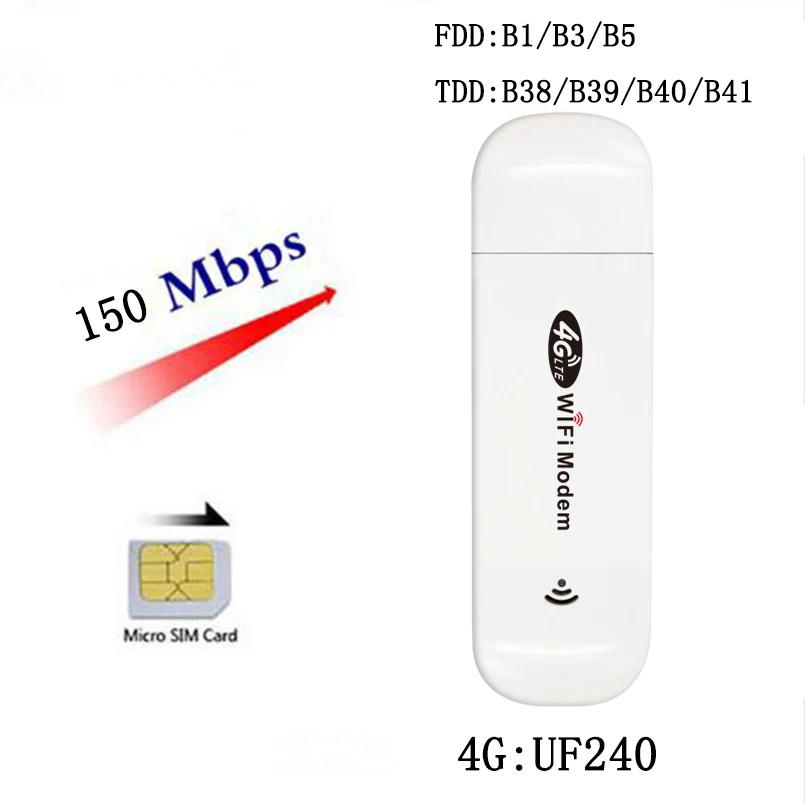 4G LTE Wifi роутер 150 Мбит/с Мобильная точка доступа USB модем Ulocked WCDMA UMTS 3g 4G USB широкополосный Wi-Fi роутер ключ - Цвет: UF240