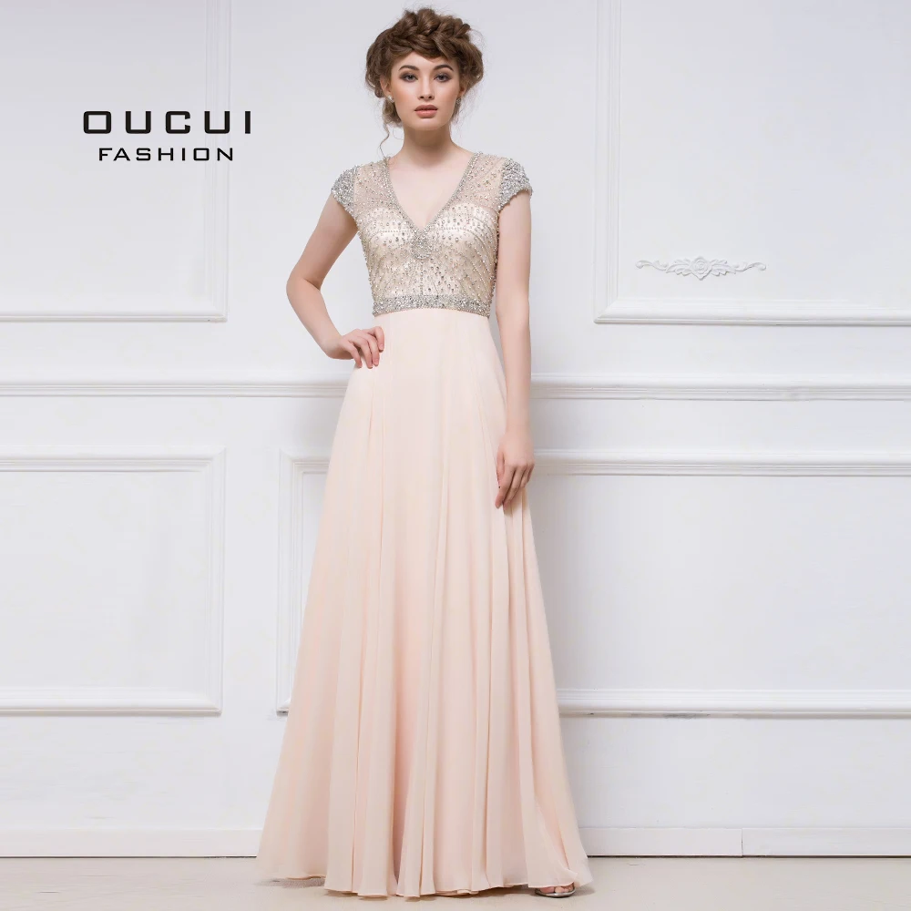 

Real Photo A Line Hand Work Chiffon Formal Shinning Beading Hand Work Prom Dress OL103020
