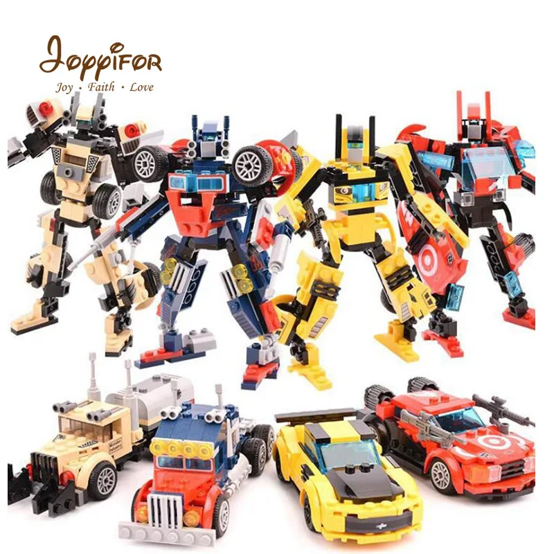 Joyyifor New 4 in 1 Transform Robot Car Turn Into Robot Creator Building Blocks Bricks Set Toys for Children Boy LegoINGlys Toy