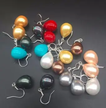 

Teardrop Shell Pearl Earrings 10 Pairs/lot 10 Colors Water Drop Jewelry Gift FP066
