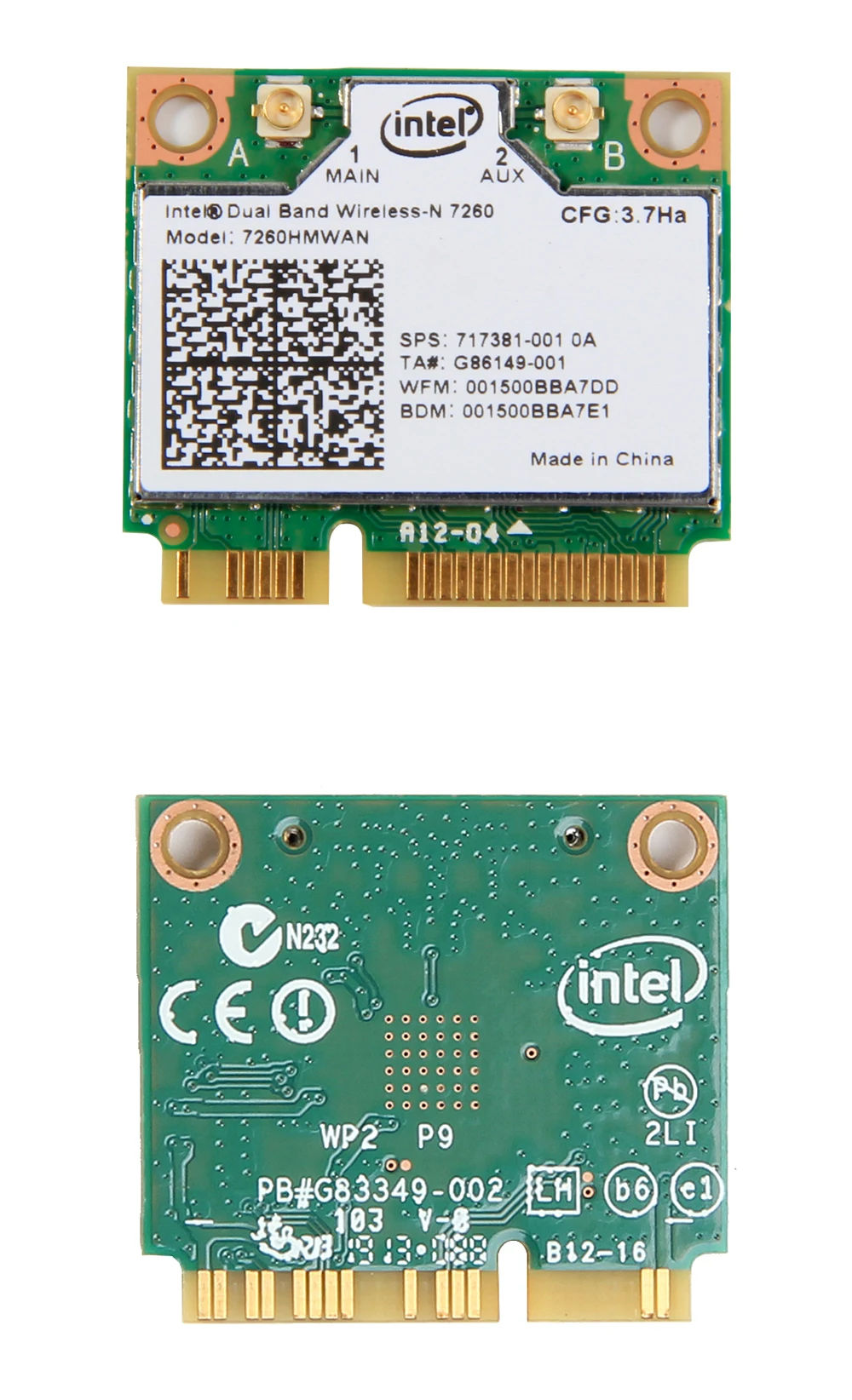 Wifi адаптер беспроводной для Intel 7260HMW мини PCI-E Wifi карта 300 Мбит/с двухдиапазонный 802.11agn 2,4 г/5 ГГц Bluetooth 4,0 для ноутбука