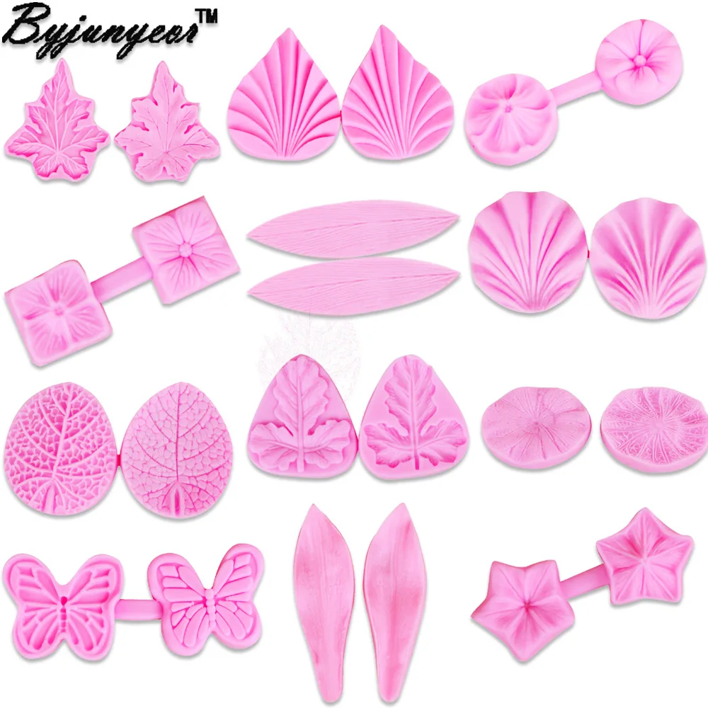 

Byjunyeor C267 Leaf Lily Flower Rose Petal Silicone Cake Mold Cake Decorating Tools Fondant Folder Gumpaste Chocolate Moulds