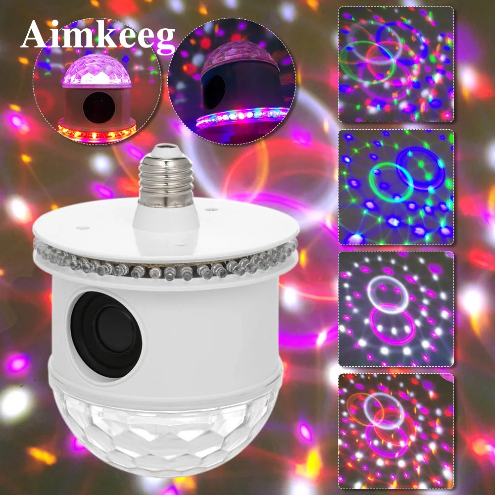 E27 мини Bluetooth RGB сценический светильник Звук Активированный автоматический вращающийся магический диско-шар DJ светильник светодиодный сценический светильник ing шесть режимов