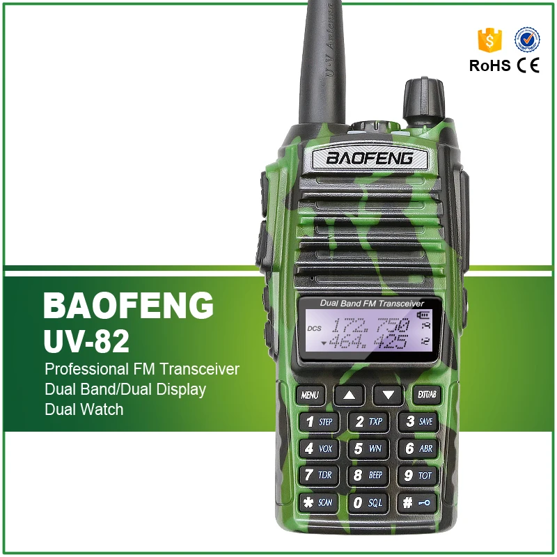 Новое поступление оригинальный Камуфляж Baofeng UV-82 радио 5 Вт двухдиапазонный VHF UHF BAOFENG приемопередатчик UV-82