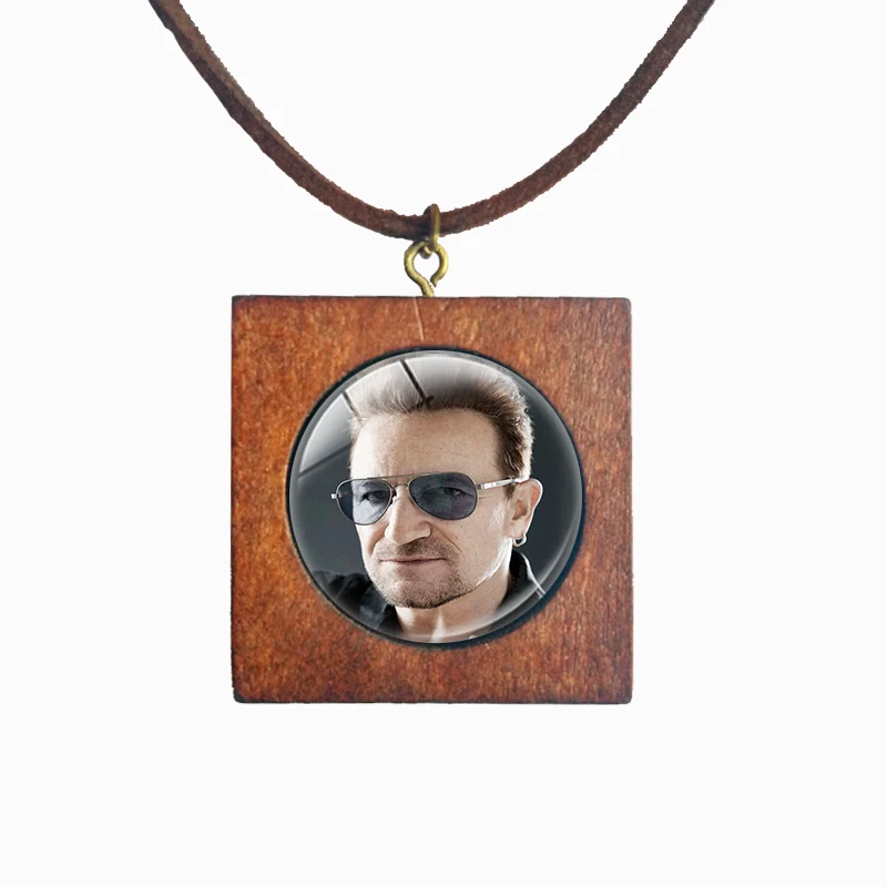 Ирландия группа U2 поп-рок-группы кулон подарок на день отца ручной работы деревянным квадратным Цепочки и ожерелья ювелирные изделия
