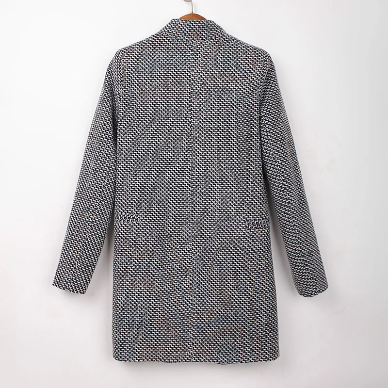 Gray long women blazers Elegant office business blaser suit mandarin collar Casual Autumn winter basic long Outwear Tops femme