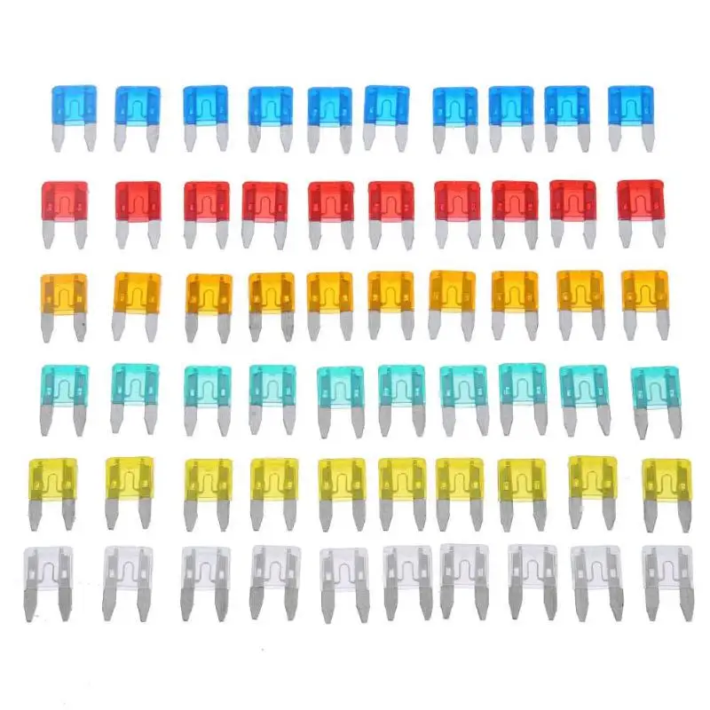 60pcs Auto Car Truck Mini Fuse Blade Mixed Set Kit Car Styling Cars Safety Blade Fuses Accessories Kit 5A 10A 15A 20A 25A 30A