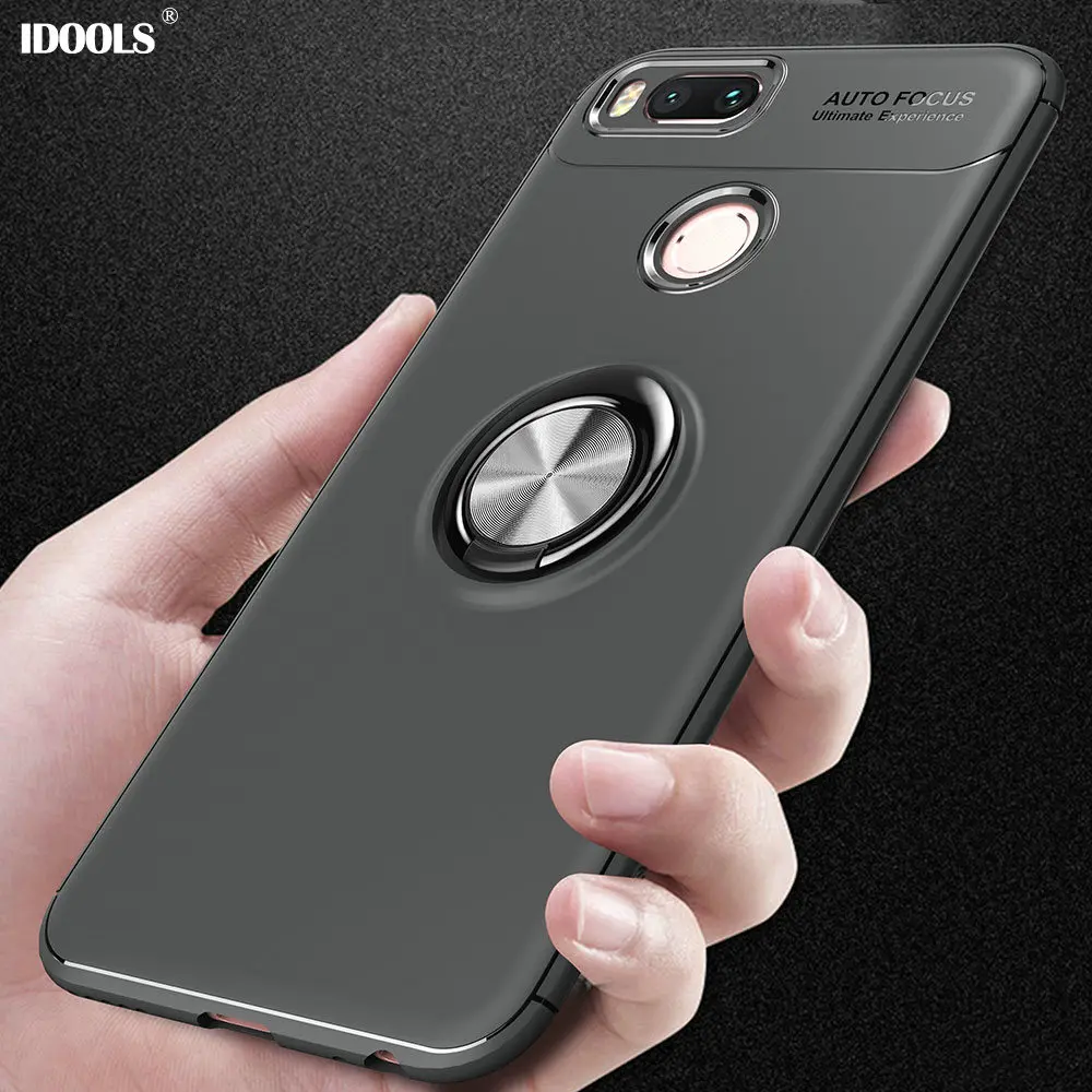 IDOOLS Case for Xiaomi mi A1 5X 5 X Silicon Metallic Finger Ring Holder Magnetic Suction Bracket Cases Phone Bags |