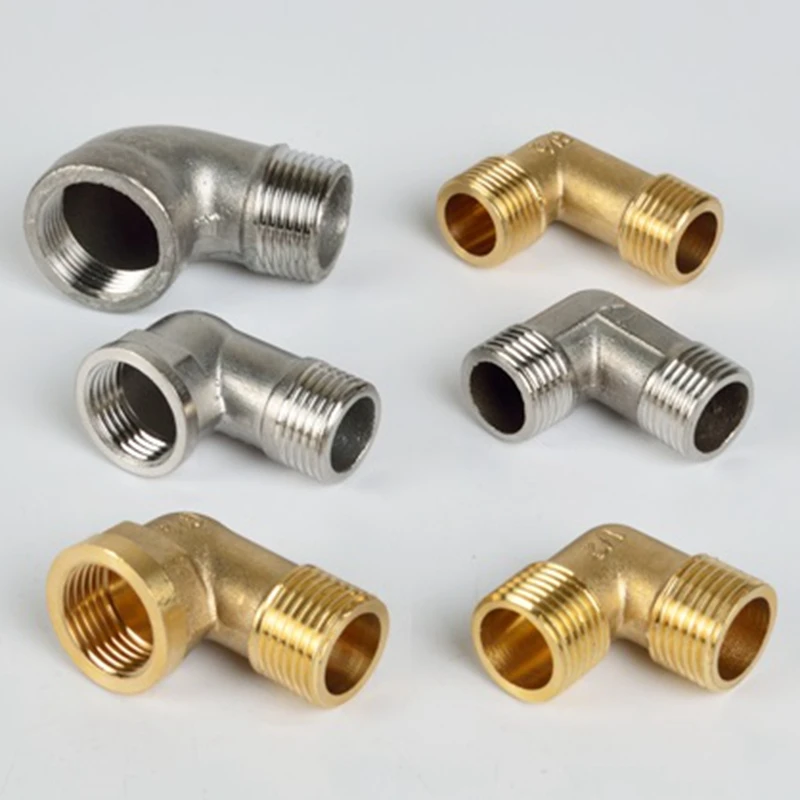 

3pcs 1/2" 3/4" Copper/Stainless Steel Elbow Connector Female/Male Thread Industry Water Tap Water Heater Gas Pipe Fittings Joint