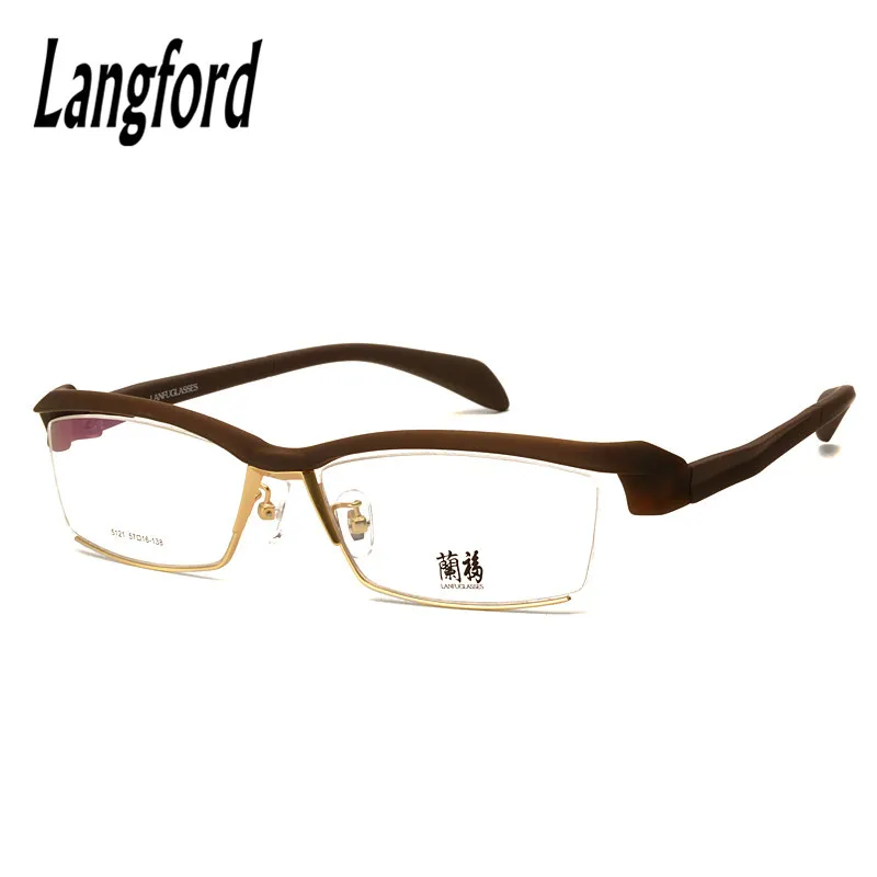 LANGFORD оптическая оправа для очков, мужские browline гибкие очки по рецепту, пластиковые титановые японские оправы для очков, дизайнерские 1131