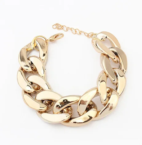 

2016 New Fashion Europe & American Hiphop Punk Rock Personality Briefness CCB Chunky Chain Bracelets & Bangles For Women Men