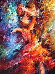 Испанский Костюмы для фламенко танцор ручной брюнетка Красота красное платье Цветы Бесплатная доставка, Высокое качество картина маслом