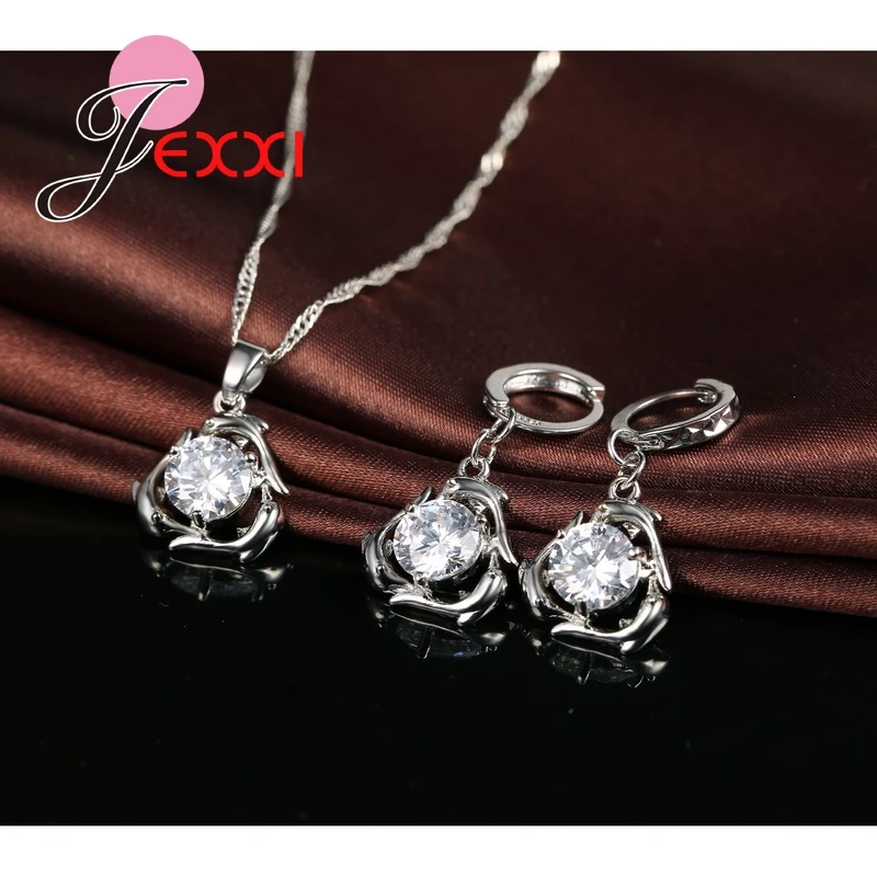 Женский ювелирный комплект из колье и серёг серебра 925 пробы|jewelry sets|earrings necklace jewelry