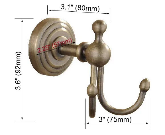 Antique Brass Clothes Hooks Wall Mounted Towel Hooks clothes hook Bathroom Accessories Robe Hooks ZD924