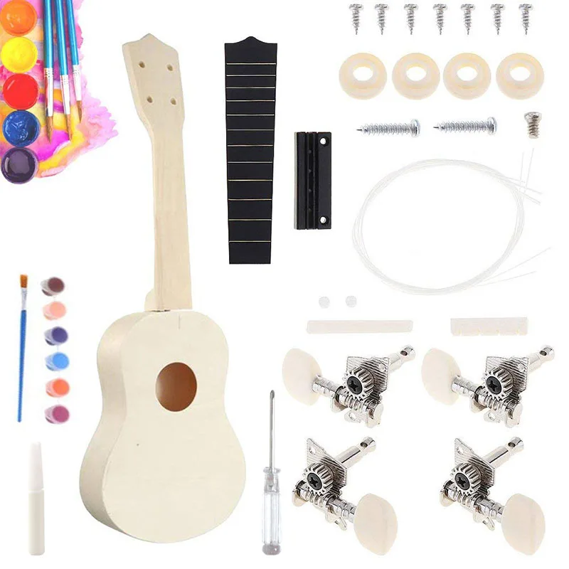 21 дюймов простой и забавный DIY Гавайские гитары укулеле kit инструмент Гавайи
