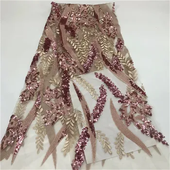 

Madison Sequins African Lace Fabric 2019 Embroidered Nigerian Laces Fabric Bridal High Quality Tulle Lace For Women Dress
