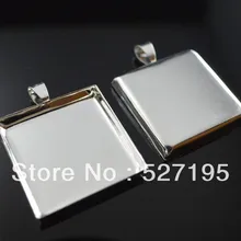 Размер 25 мм квадратная подвесная пластина, пустой кулон, Посеребренная