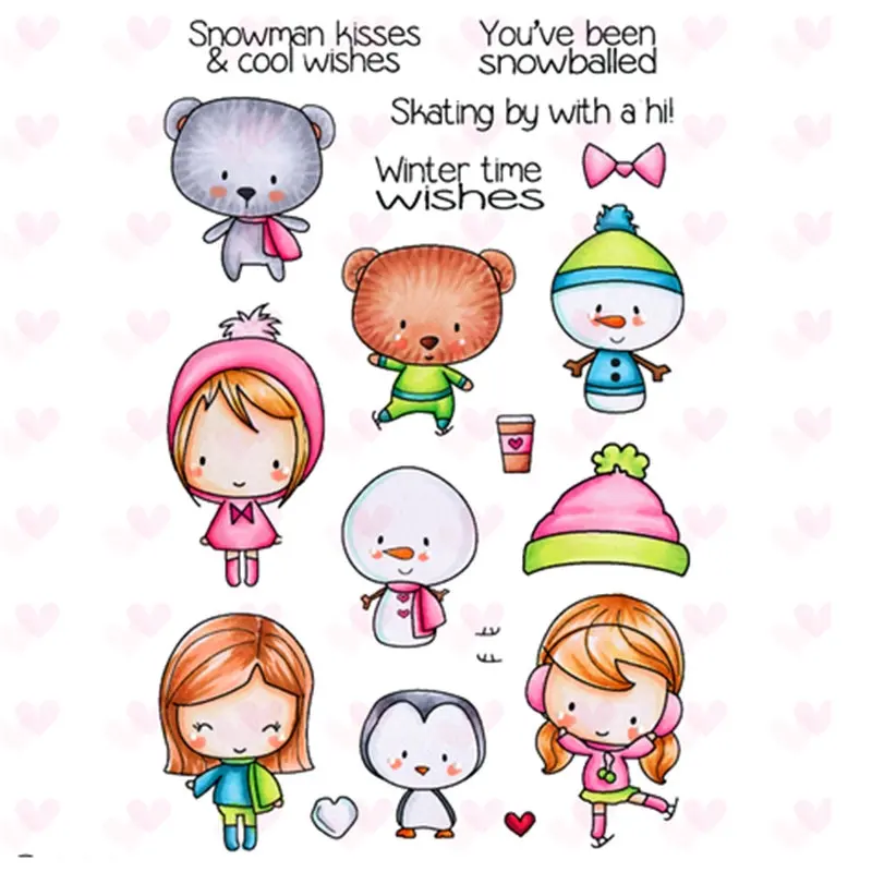 

girl a snowman Exquisite transparent silicone rubber stamps/handmade Christmas album for children decorative production