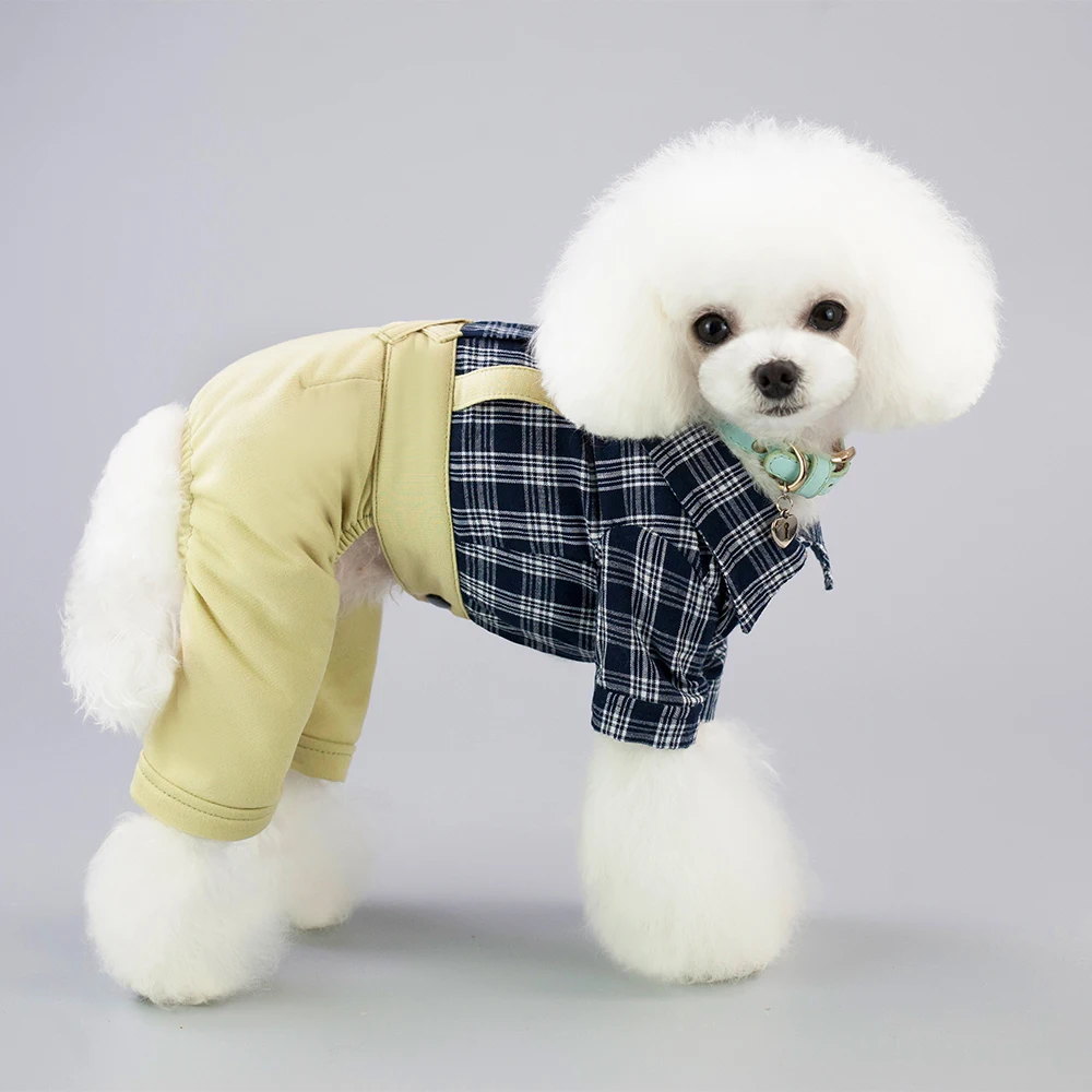 Plaid Dog Clothes Summer Pet Clothing for Dog Cat Pet Bib Pants Chihuahua Clothes S-XXL for Small Dogs Spring Autumn (11)