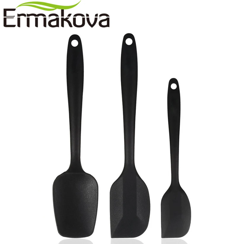 

ERMAKOVA 3 Pcs/Set Silicone Spatula Utensil Set Baking Mixing Pastry Tools Heat-Resistant Non-stick Kitchen Cooking Utensils
