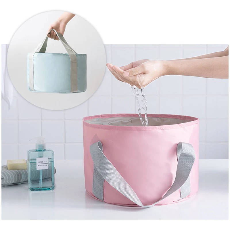 

Portable Washing Basin with Straps Travel Foot Face Fruits Washing Outdoor Camping Gear Bucket Opaque Polyester Handy Car Wash