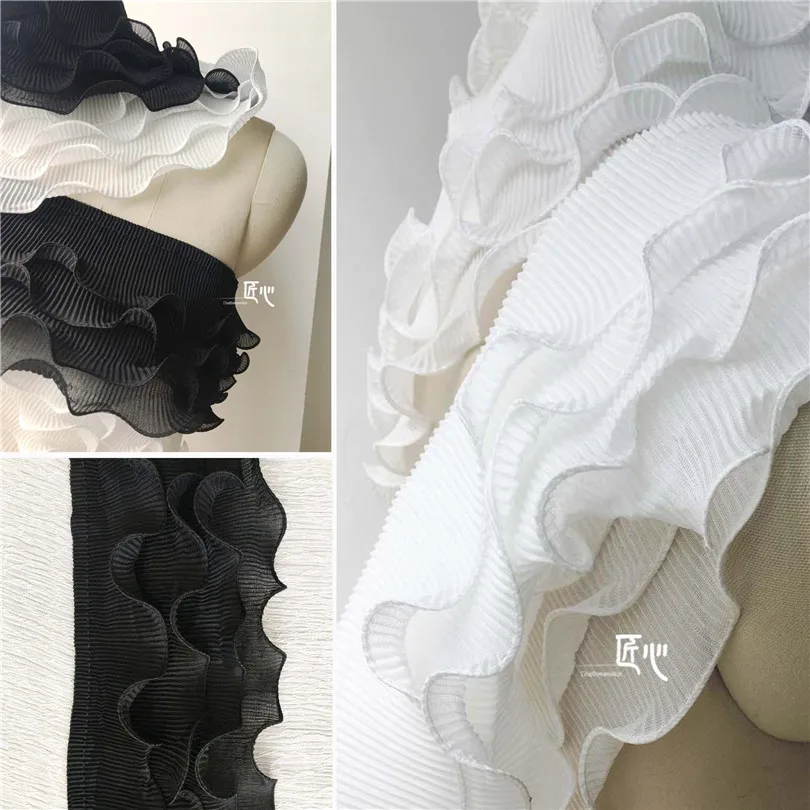 90cm*11.5cm/piece Four-layer ruffled ruffle texture three-dimensional large lace dress ear edge accessories | Дом и сад