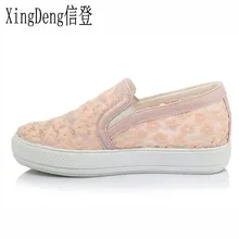 XingDeng/женские плетеные повседневные лоферы с перфорацией; Летняя женская обувь без застежки размера плюс 30-44; дышащие ботинки с плоской подошвой