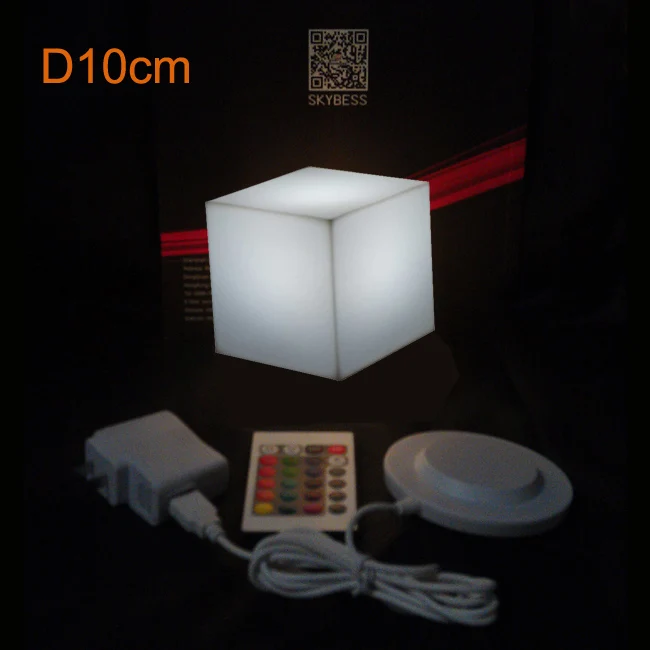 D10cm D13cm D15cm 10X15 D20cm RGB перезаряжаемый светодиодный настольный куб стул для бара KTV Pub пластиковый осветительный AC110-240V - Цвет: D10cm