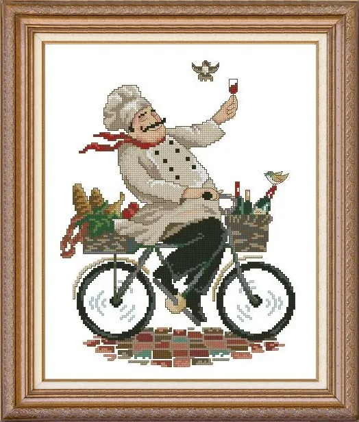 CS-1475 Cross Stitch Kit Chef Cook Wine Beer Shopping Cheers with The Birds.jpg