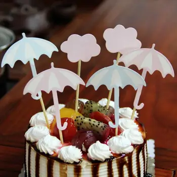 

30sets Umbrella Shape Cake Flag Party Supplies Dessert Table Decoration Cake Decorations Happy Birthday Popular Diy Cake Topper