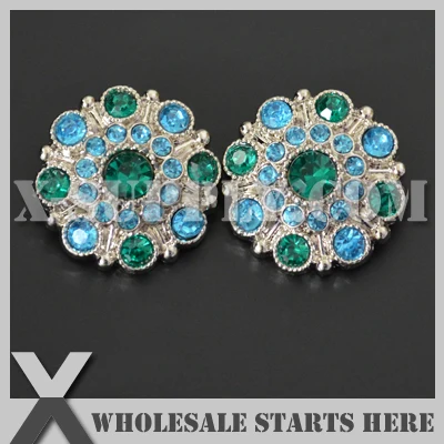 

28mm Special Stargazer Acrylic Rhinestone Button with Shank Back,Emerald and Turquoise