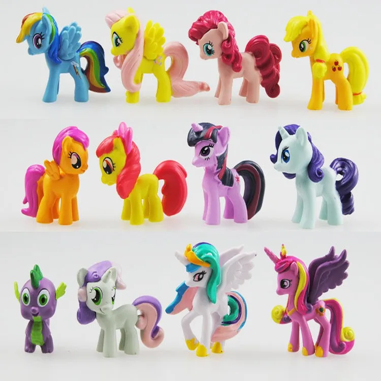 12Pcs Lot Cute Little Horse Rainbow Dash Pinkie Pie Toys Figures Children Gift Cartoon Children Action