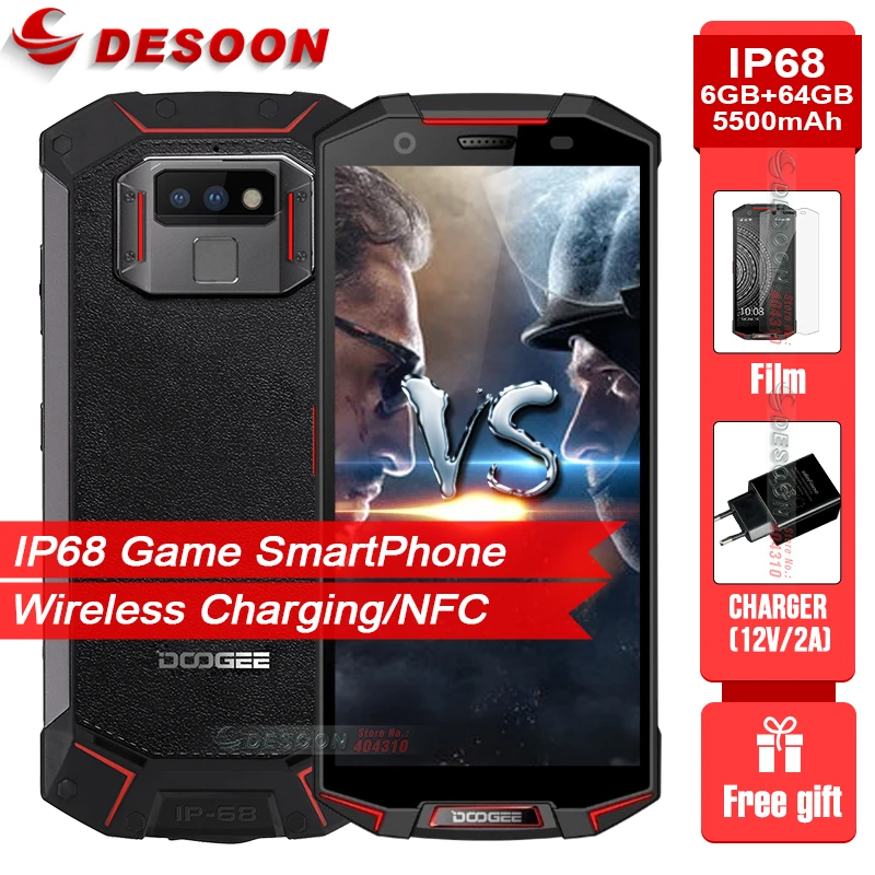 IP68/IP69K Waterproof DOOGEE S70 Game SmartPhone 6GB 64GB Wireless Charge NFC 5500mAh 12V2A Quick Charge 5.99 FHD Helio P23 IP68/IP69K Waterproof DOOGEE S70 Game SmartPhone 6GB 64GB Wireless Charge NFC 5500mAh 12V2A Quick Charge 5.99 FHD Helio P23