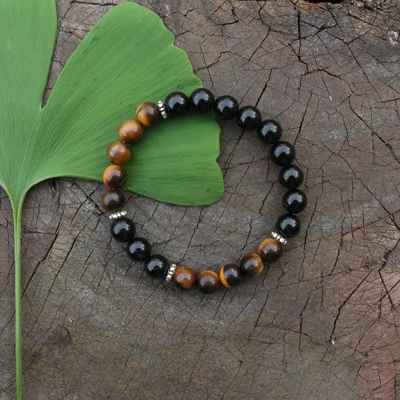 8mm Tigers Eye, Hematite, JapaMala Necklace, Namaste Yoga Jewelry, Chakra Stones Mala, Buddhist Mala Prayer Bead, 108 Mala Beads
