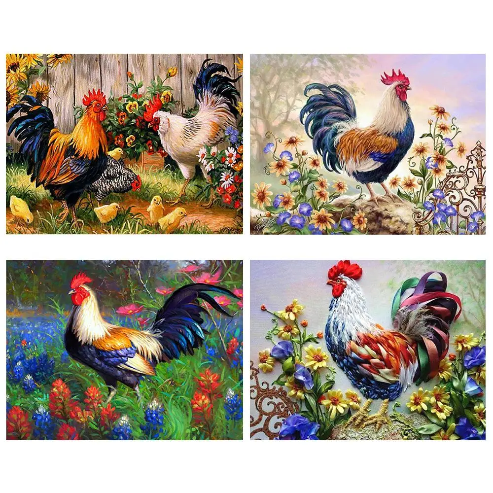 

Diamond Embroidery Painting Cross Stitch Cock Rooster Animal Picture Rhinestones Christmas Gift Full Square Diamond