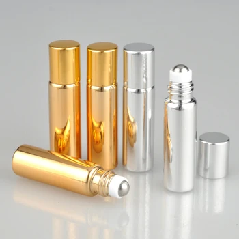 

7 Pcs Empty Perfume Glass Roll In Bottle On Bottle Electroplating UV Essential Oil Refillable Bottles Ball Bottle set wholesale