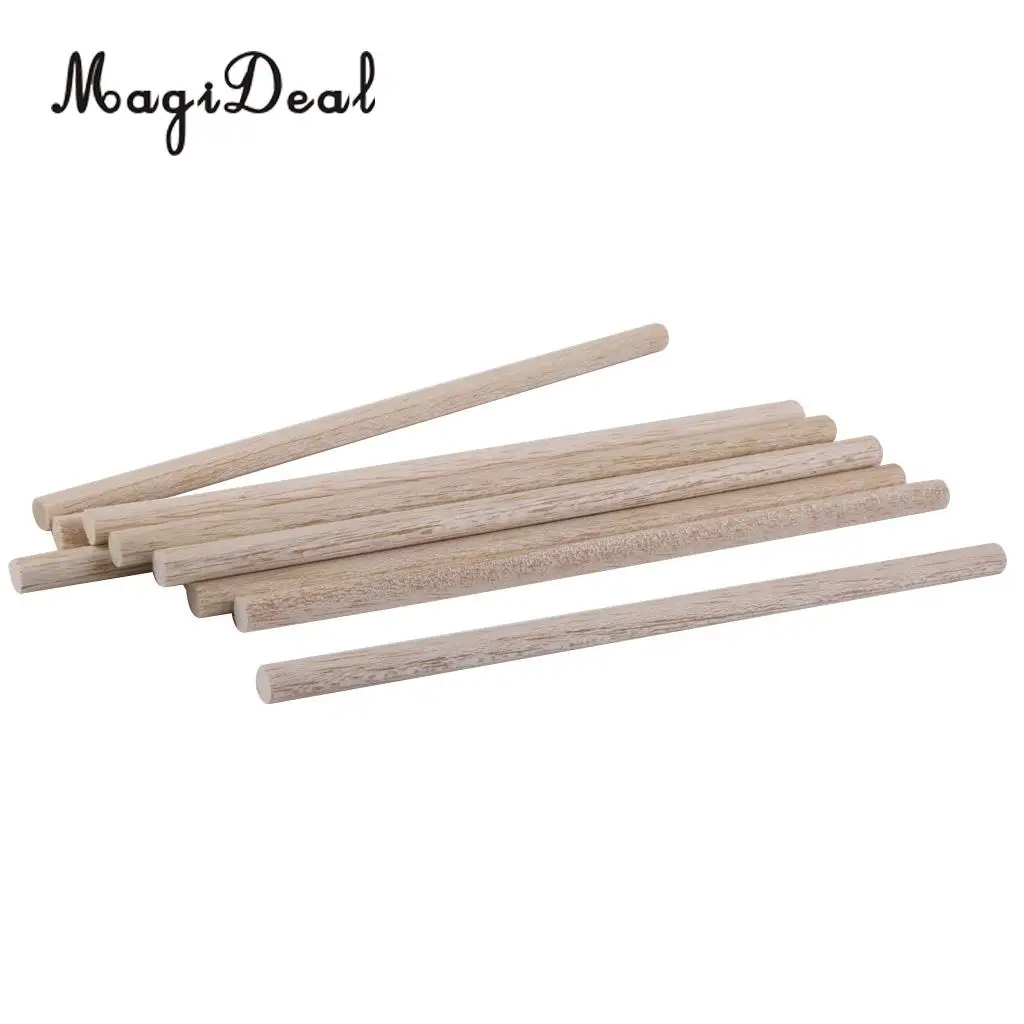 MagiDeal 10pcs Round Natural Wood Sticks DIY Hobby Craft Dowels Pole Rods For DIY Home Garden Decoration Tools Accessory 8mm 