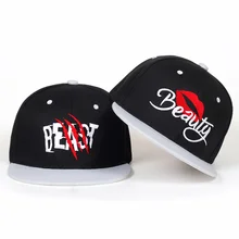 Новая бейсбольная кепка Красавица и чудовище, хип-хоп, пара, шапка s Rose, шапка с вышивкой, плоские регулируемые кепки для мужчин и женщин, хлопковая Повседневная Кепка s