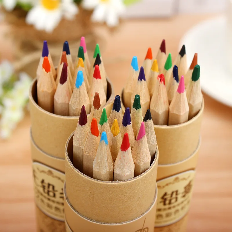

24 pcs office & school filled with colorful pencil students creative pencil manufacturers processing drawing pen for study