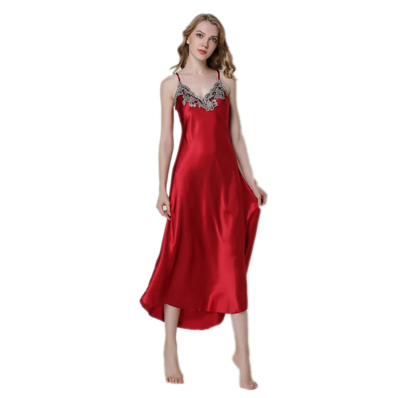 800px x 800px - US $16.66 38% OFF|Sexy Long Nightgown Female Satin Home Clothing Silk  sleepwear Lace Porn Night Dress Women Sleeveless Nighties big Size Red-in  ...