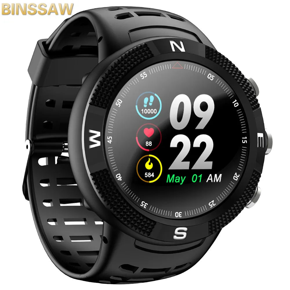 

BINSSAW 2019 New IP68 Waterproof GPS Smart Watch F18 Color Screen Big Battery Hear Rate Monitor Men Women Sport Smartwatch+BOX