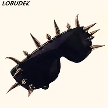 Очки для сцены, ночного клуба, бара, певицы, DS, сценическое освещение, очки для шоу, крутые аксессуары, заклепки, панк, солнцезащитные очки, танцовщица, черные, крутые