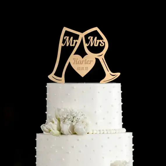ビールジョッキ ビールジョッキケーキトッパー ワイングラス ワイングラスケーキトッパー 木製の結婚式のケーキトッパー ケーキデコレーション用品 Aliexpress